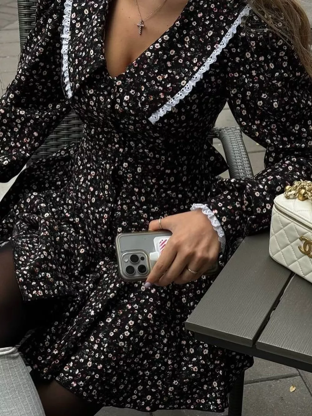 Floral Print Puff Sleeve Button-Down Mini Dress, image 9