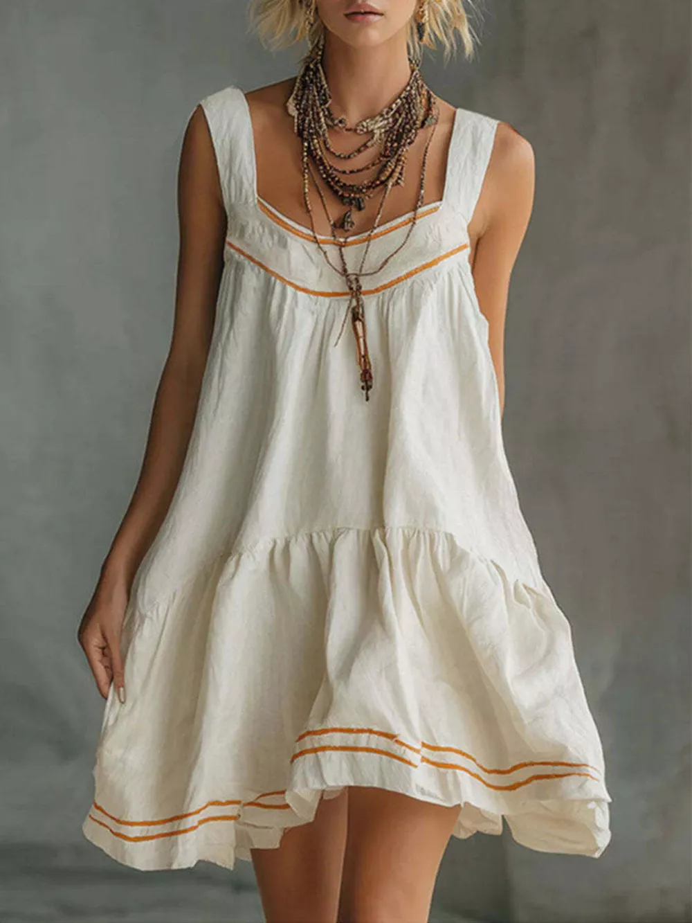 Full Size Sleeveless Tiered Mini Dress Plus Size, image 9
