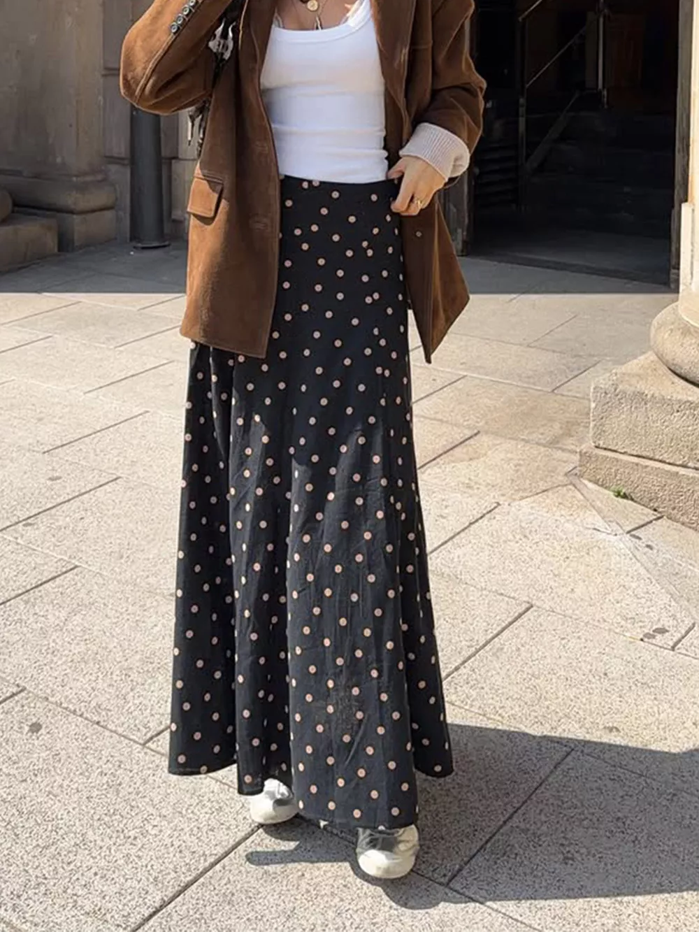 Polka Dot High-Waisted A-Line Skirt, image 3