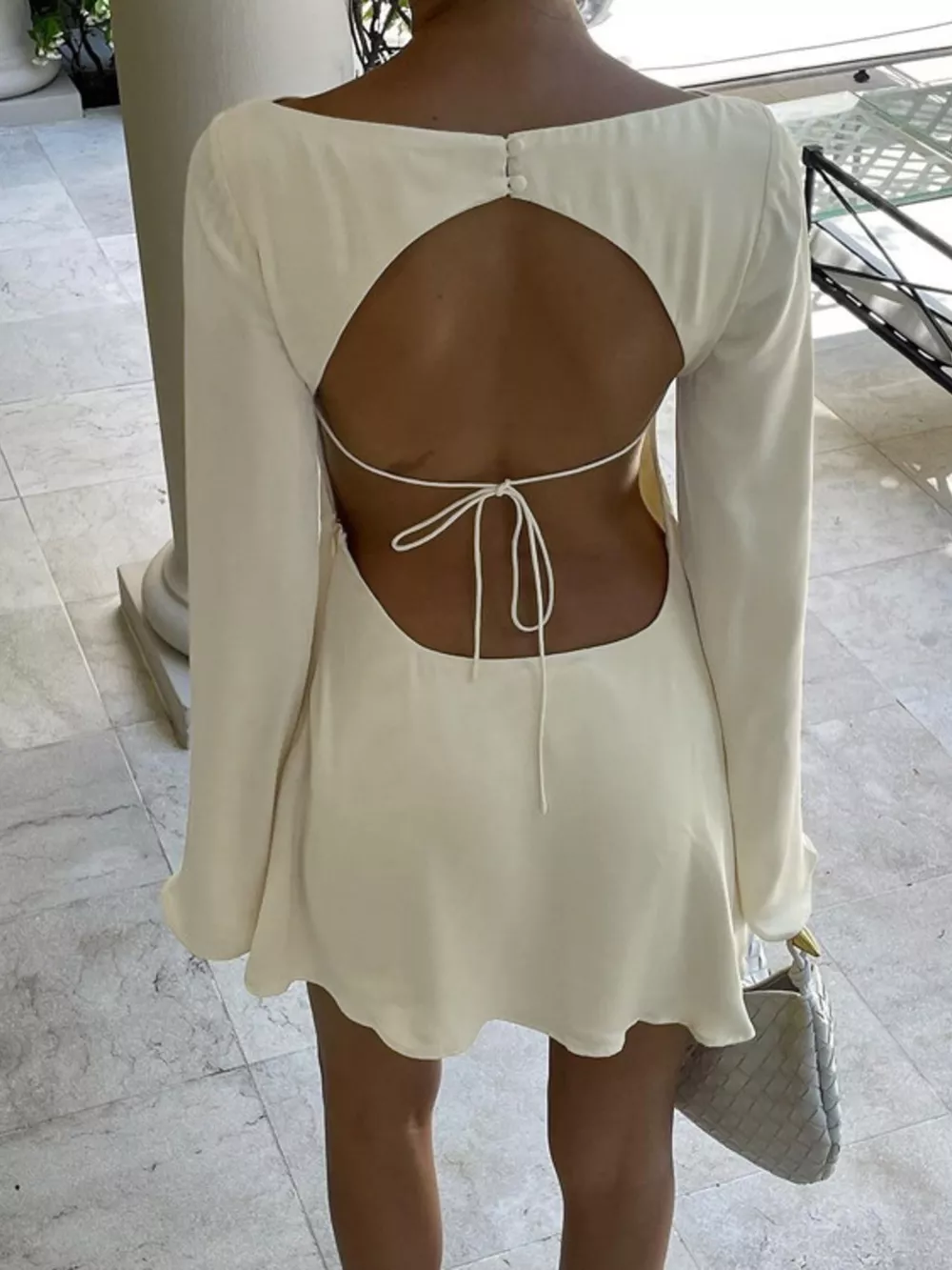 Backless Long Sleeve Mini Dress, image 4