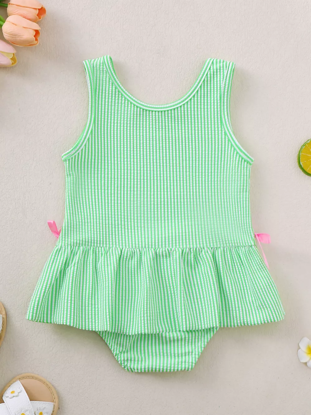 Children's Striped Sleeveless One-Piece Swimsuit, image 6