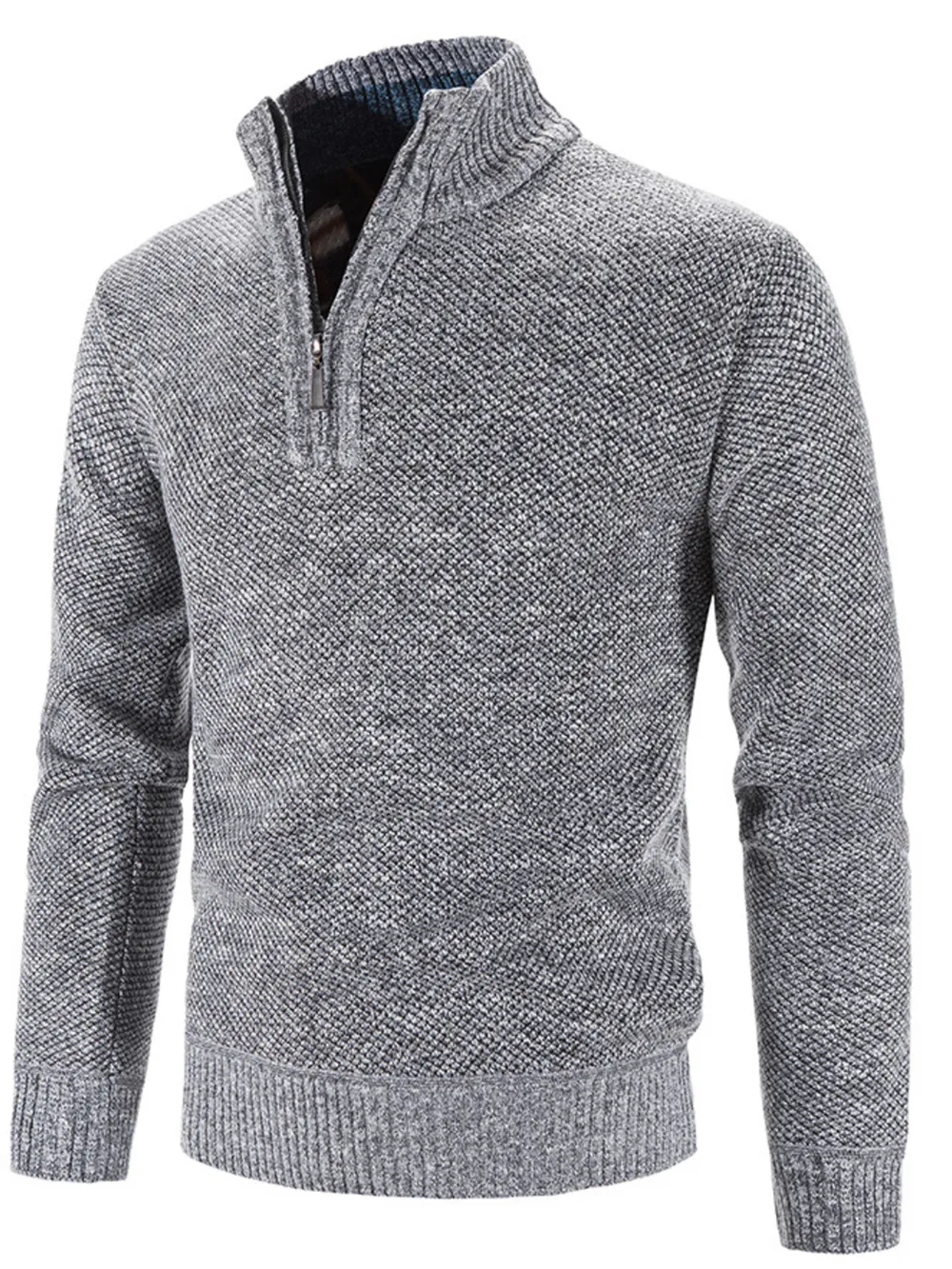 Men's Plus Size Quarter Zip Long Sleeve Sweater, image 3