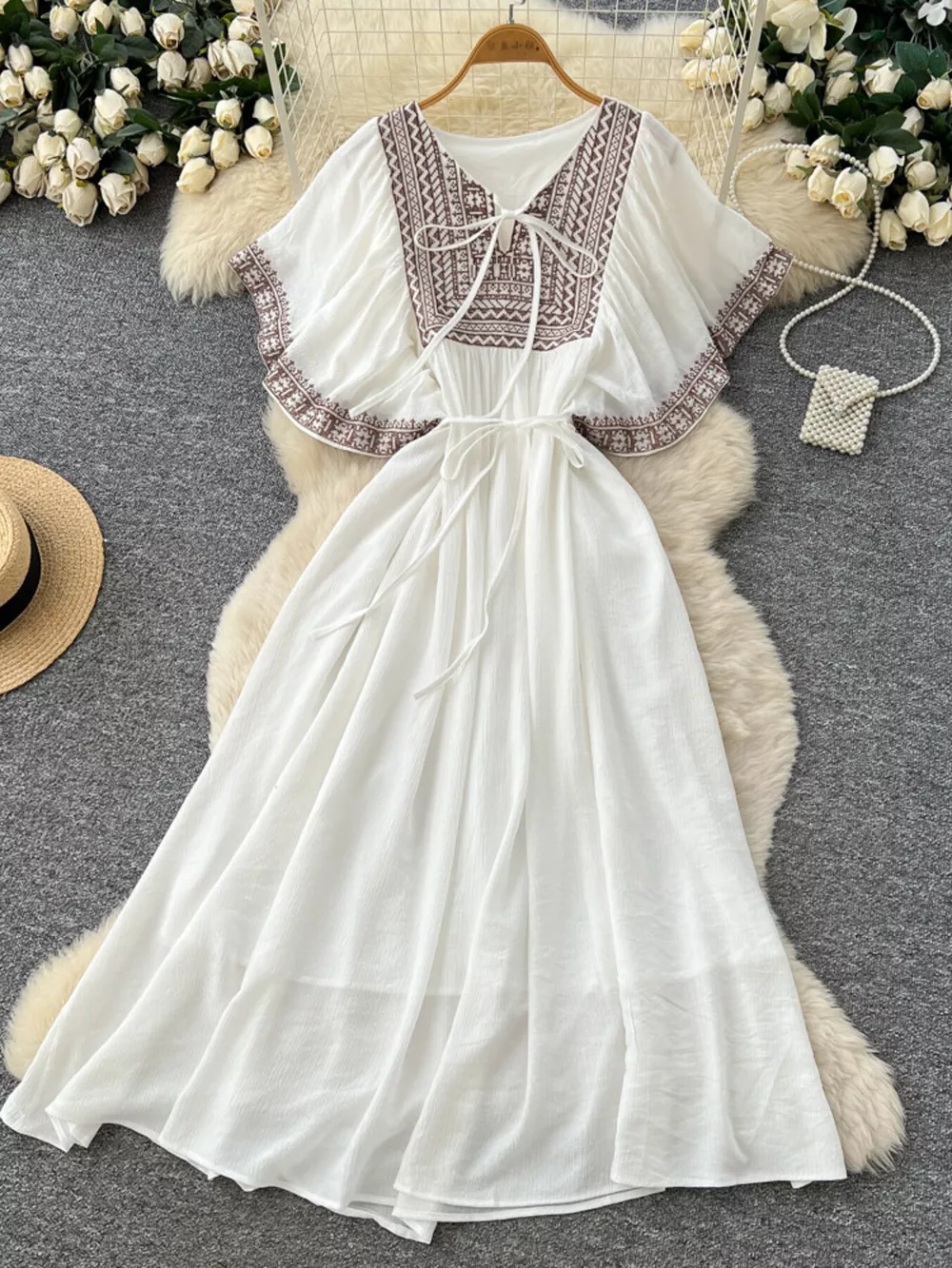 Tie Neck Short Sleeve Dress, image 21