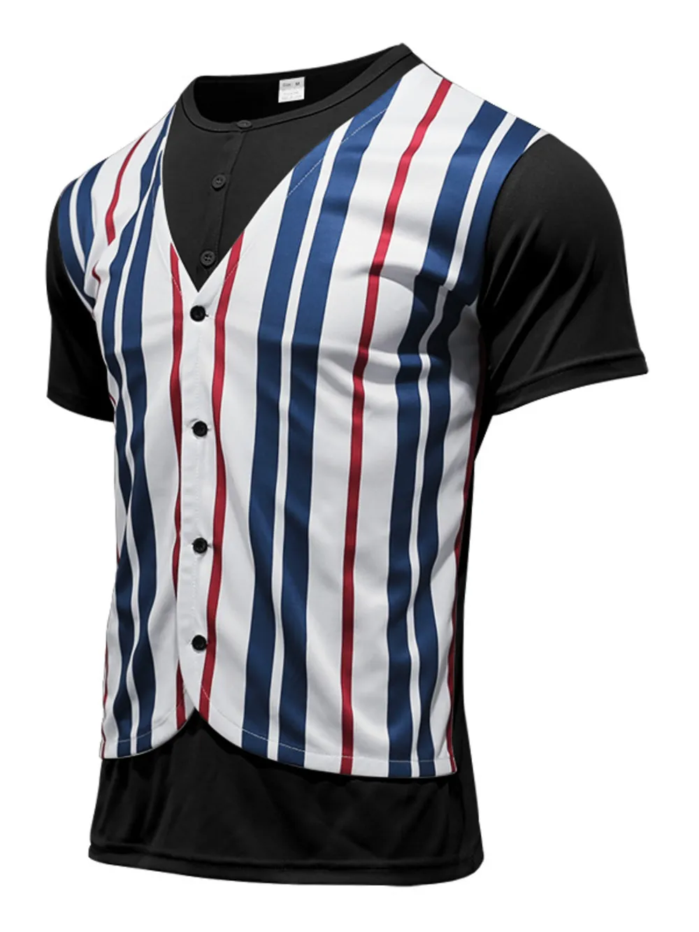Men's Full Size Striped Short Sleeve T-Shirt Plus Size, image 2