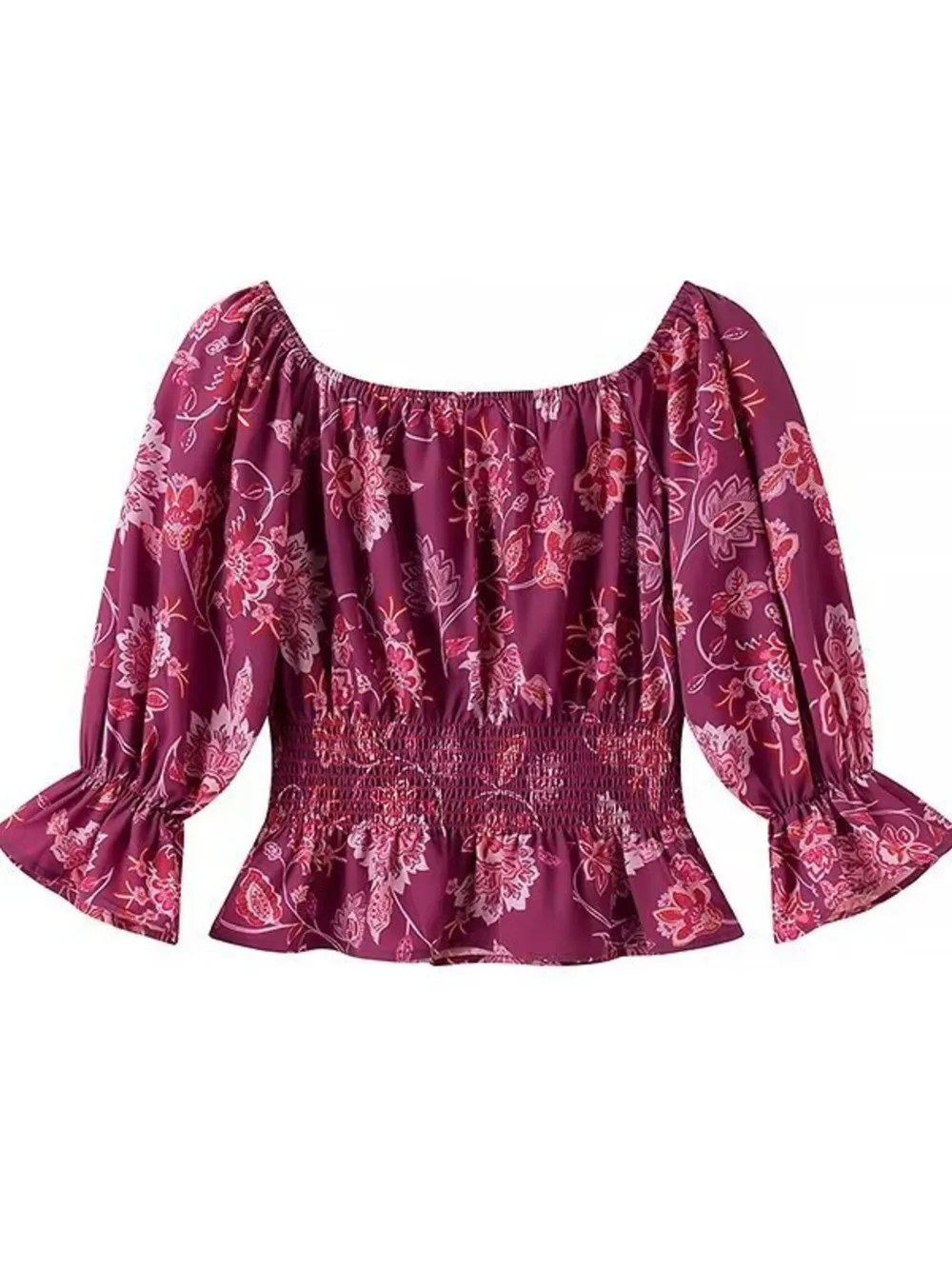 Printed Flounce Sleeve Top and Slit Skirt Set, image 7