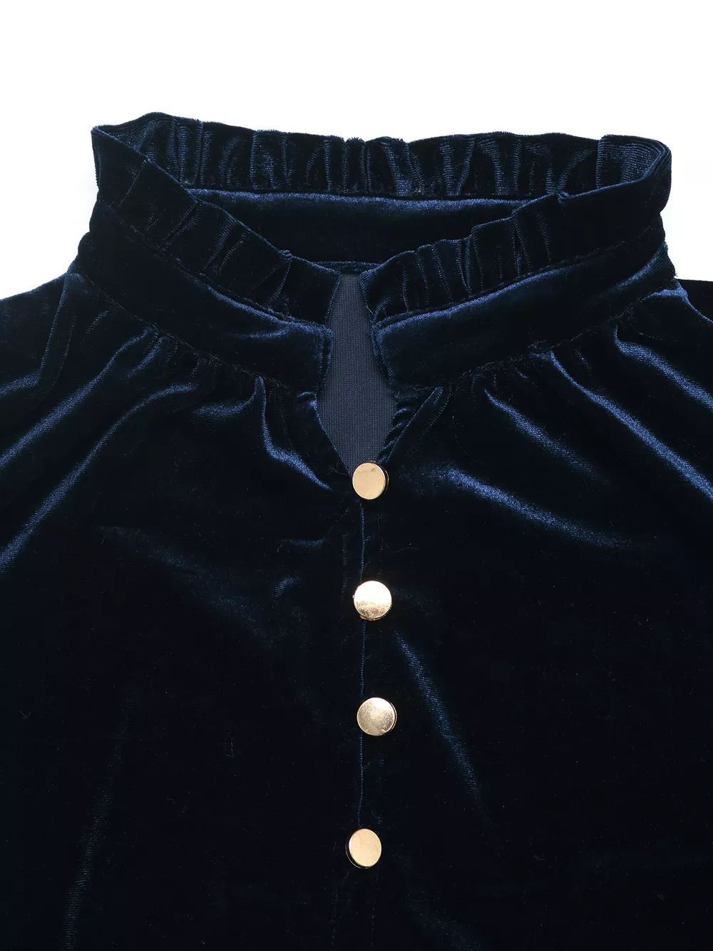 Velvet Button Front Long Sleeve Blouse, image 7
