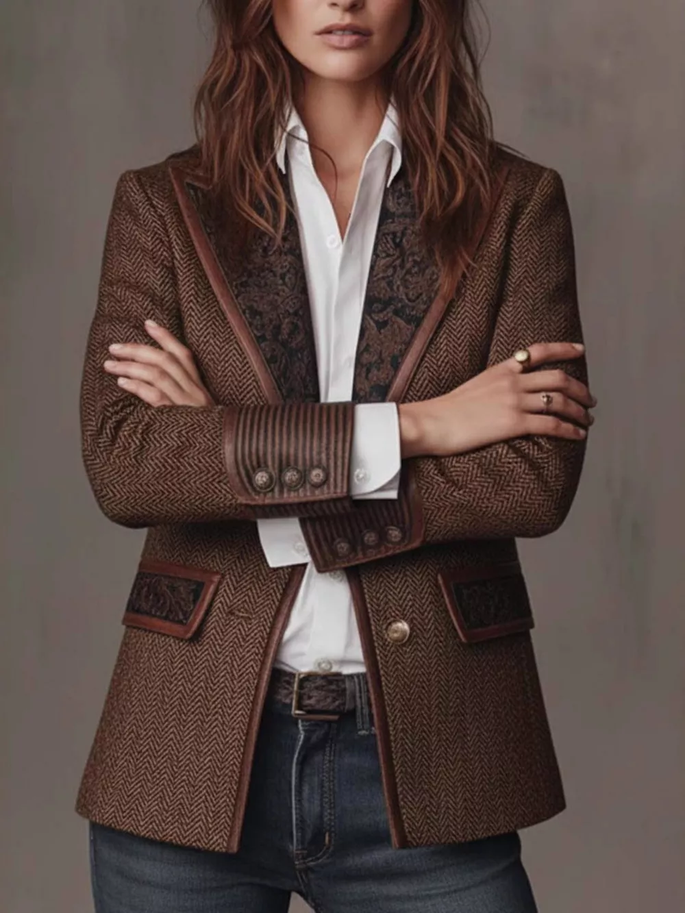 Full Size Lapel Collar Slim Fit Blazer Plus Size, image 2