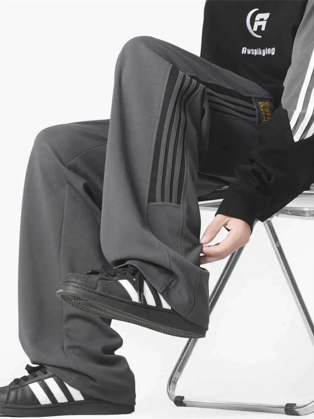 Men's Plus Size Wide Leg Drawstring Pants, image 4