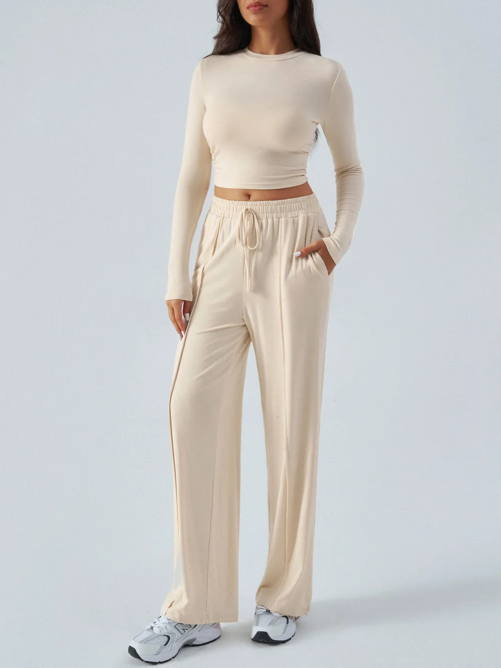 Round Neck Long Sleeve Top and Pants Set, image 10