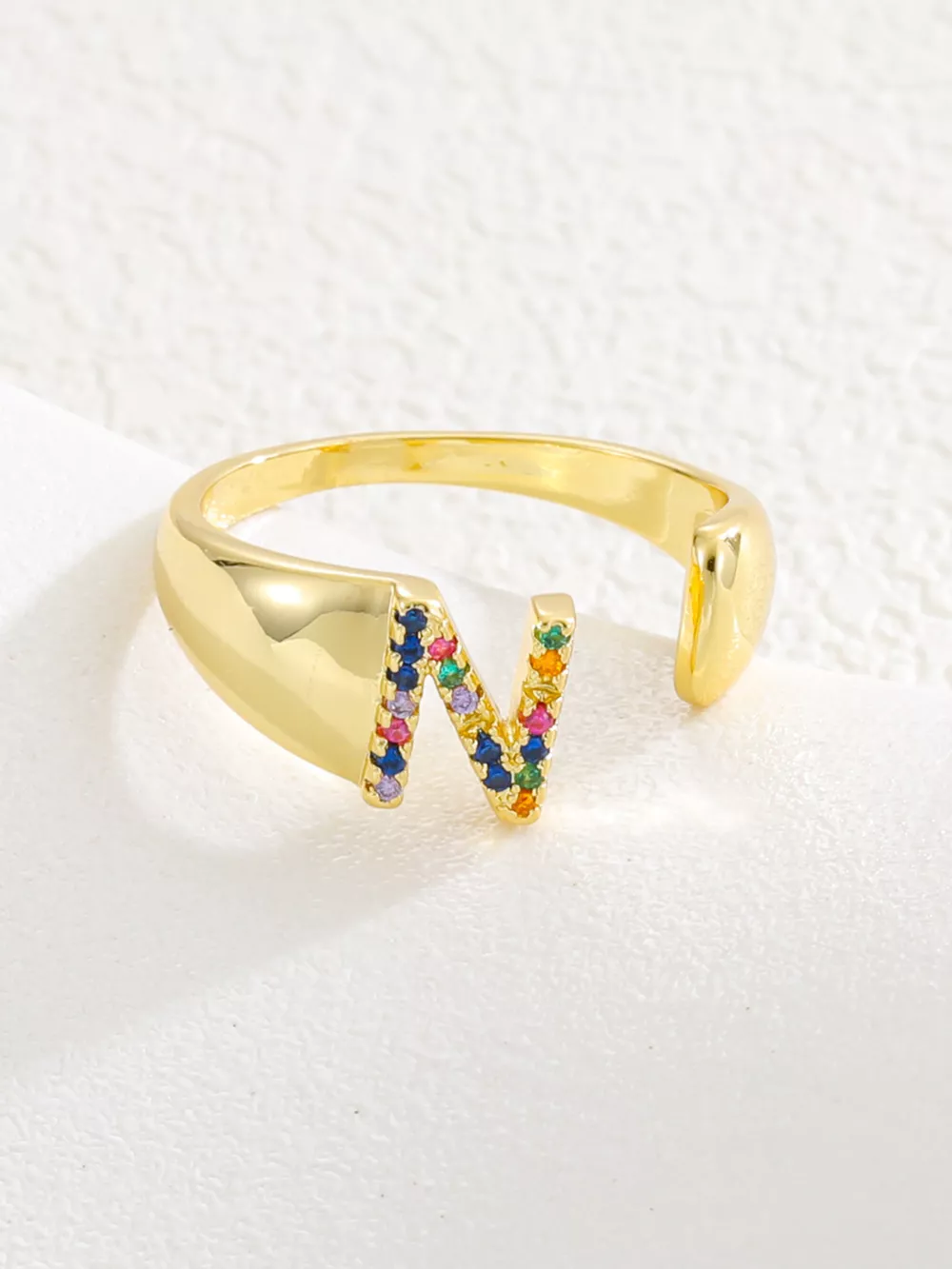 18K Gold-Plated Zircon Letter Ring, image 17