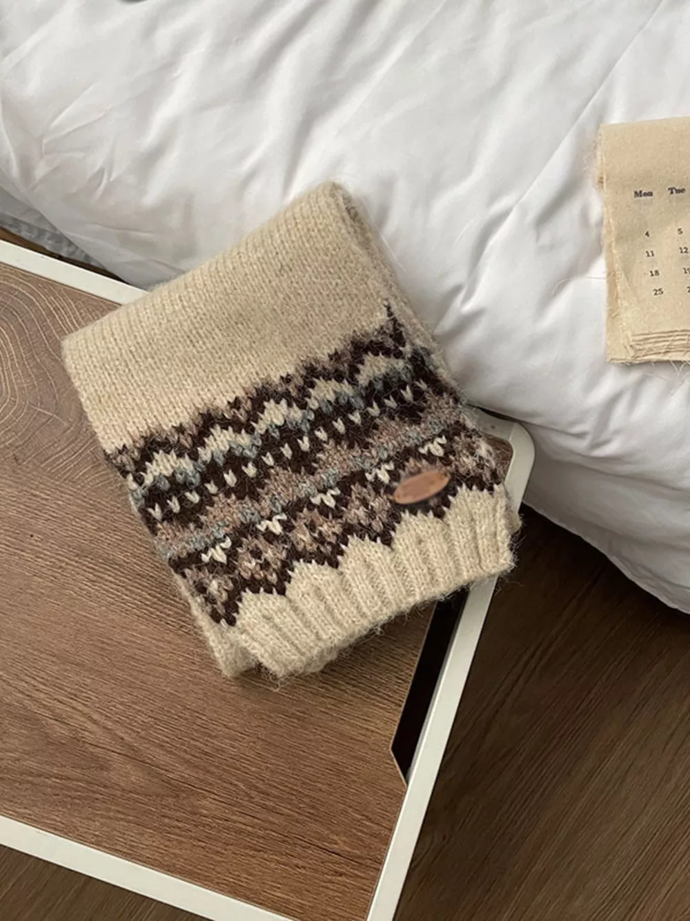 Nordic Pattern Knitted Winter Scarf, image 7