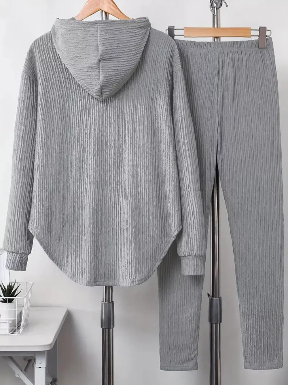 Textured Long Sleeve Hoodie and Pants Set, image 20