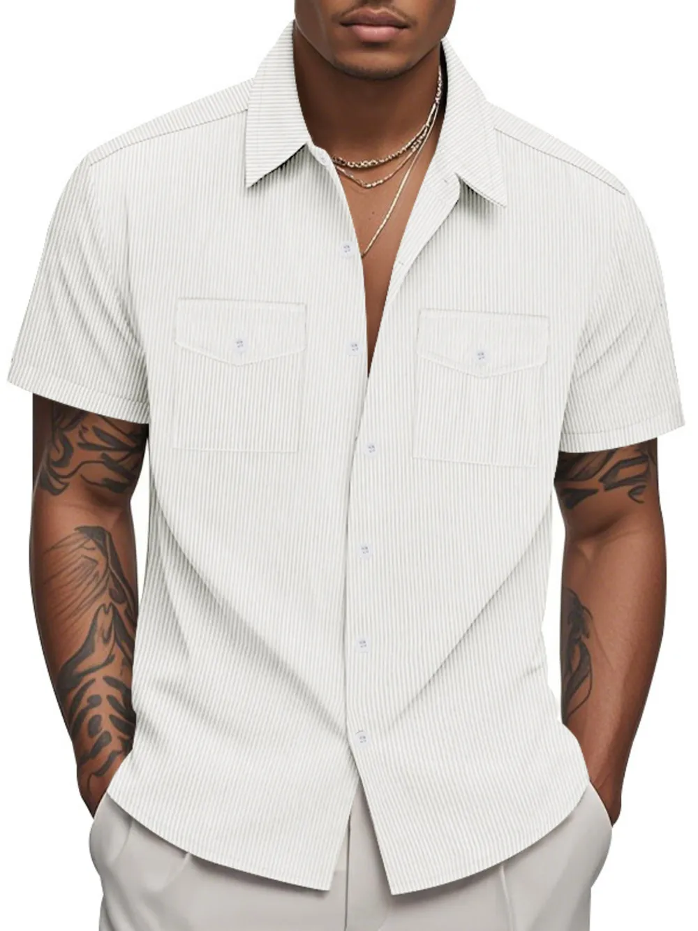 Men's Full Size Button Up Short Sleeve Shirt Plus Size, image 4