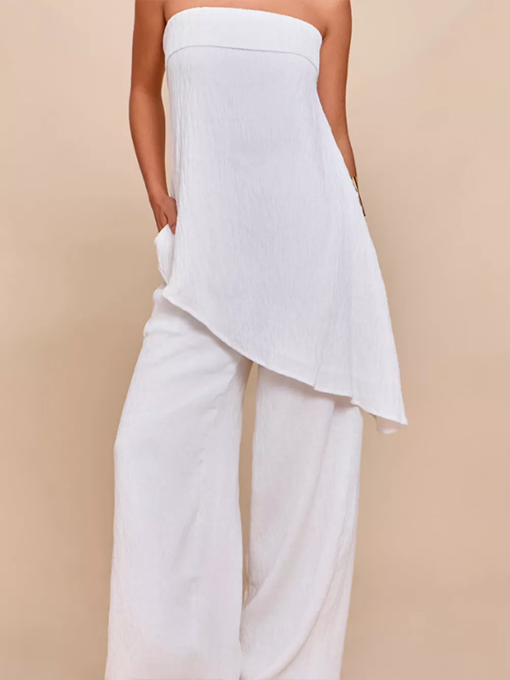 Full Size Asymmetrical Hem Tube Top and Pants Set Plus Size, image 3