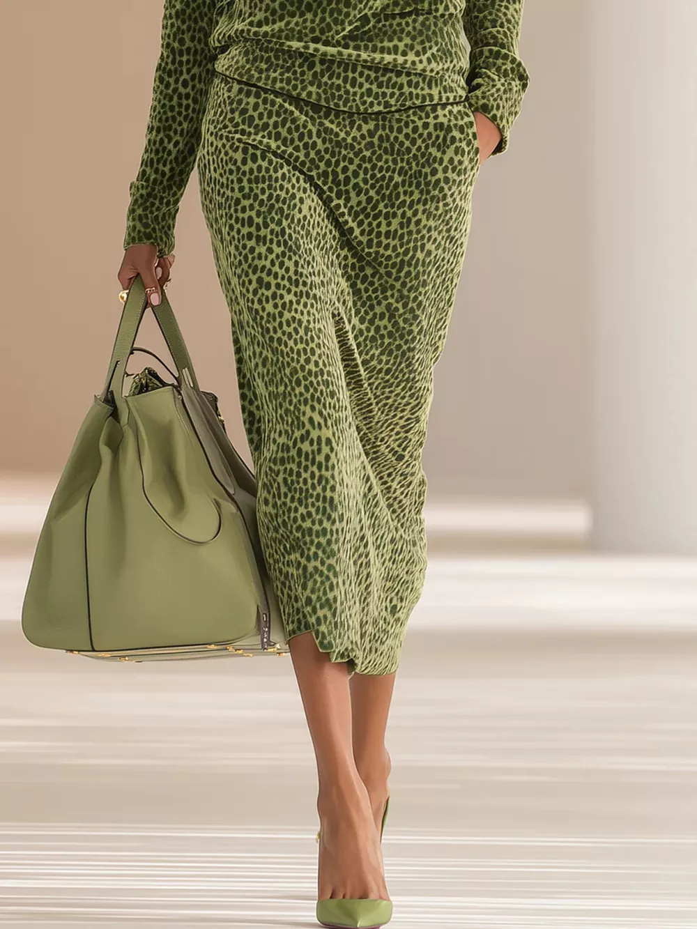 Leopard Print Velour Quarter-Zip Top and Skirt Set, image 3