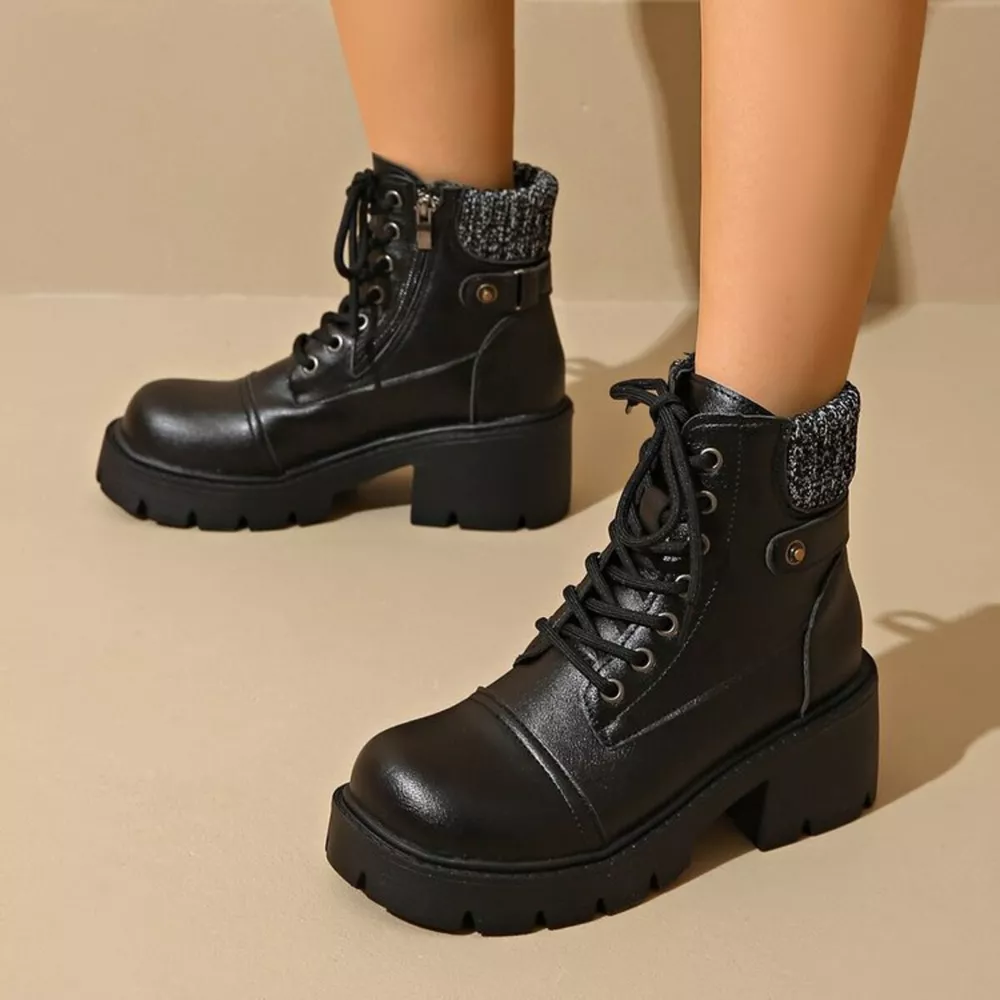 Round Toe Block Heels Boots, image 7