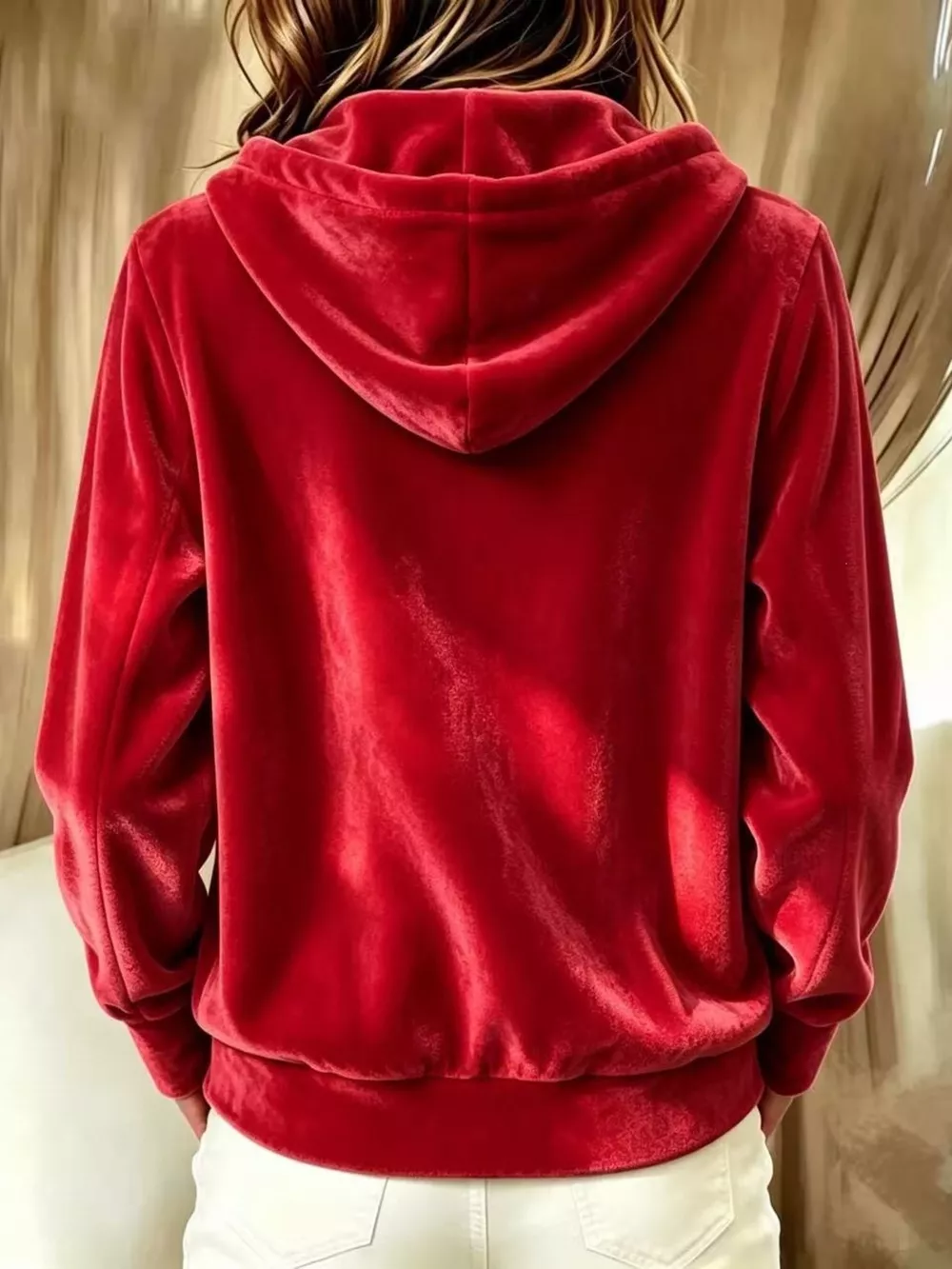 Full Size Velvet Button-Down Hooded Outerwear Plus Size, image 2