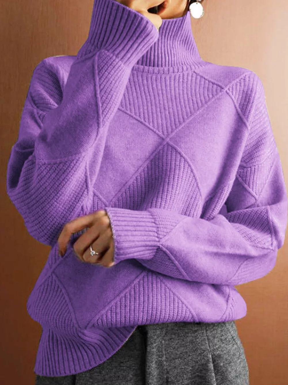Argyle Pattern Turtleneck Sweater, image 13