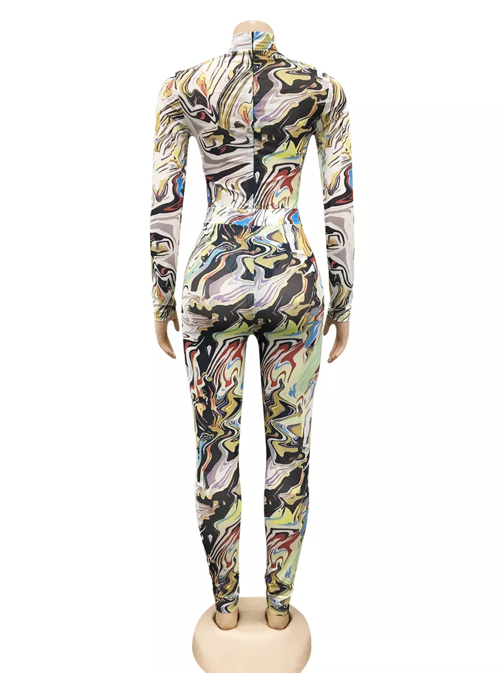 Abstract Swirl Print Top and Pants Set, image 8