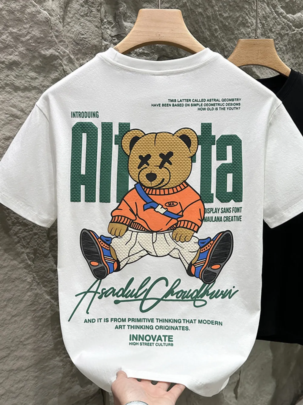 Men's Plus Size Bear Round Neck Short Sleeve T-Shirt, image 3