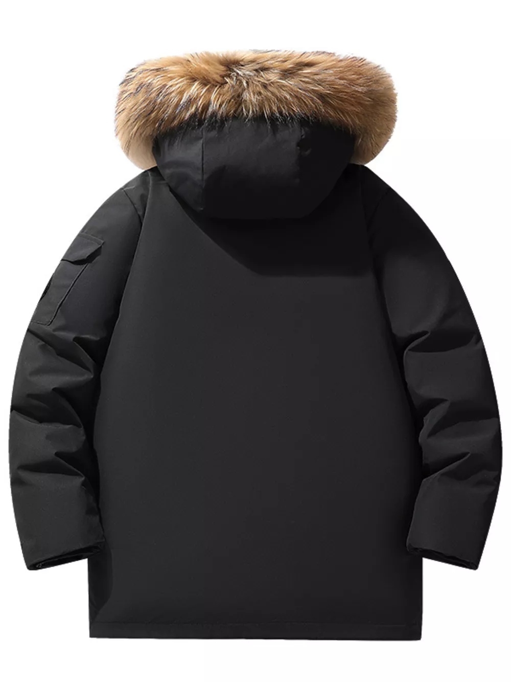 Men's Full Size Fur Hooded Zip Up Parka Coat Plus Size