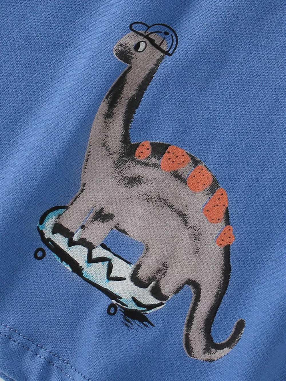 Children's Dinosaur Skateboard Print Crew Neck Short Sleeve T-Shirt, image 3