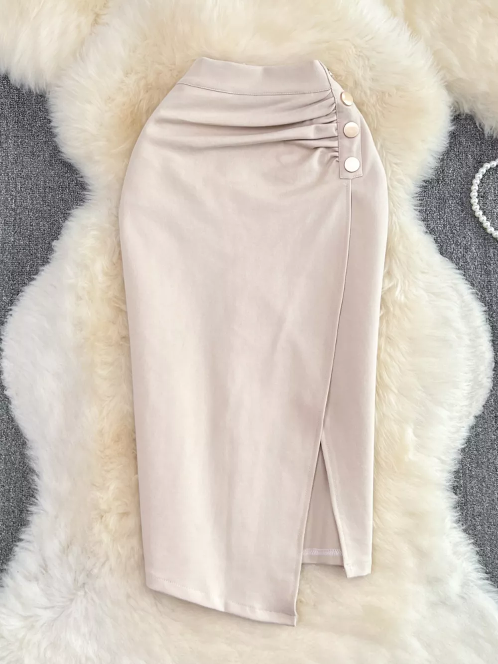 Ruched Slit Skirt