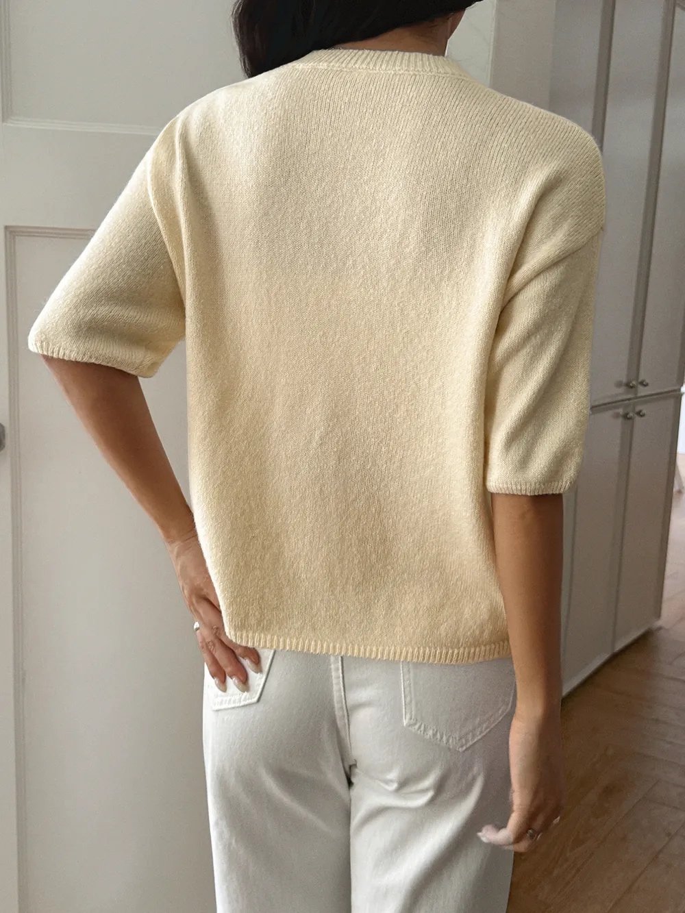 Ribbed Hem Round Neck Sweater, image 4