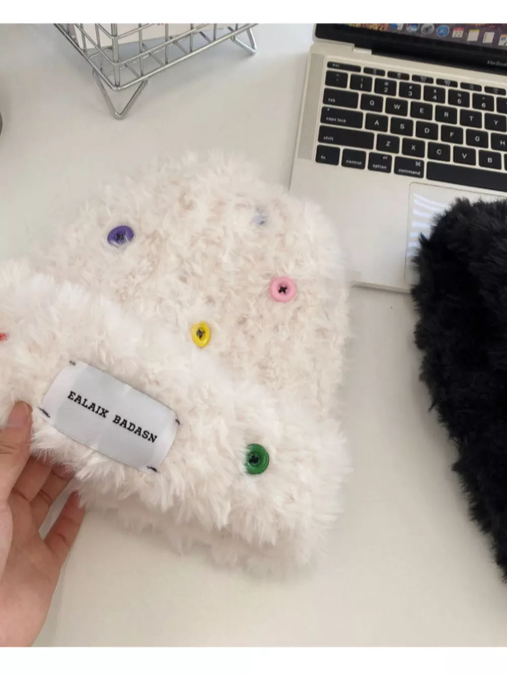 Colorful Buttons Decor Plush Beanie Hat