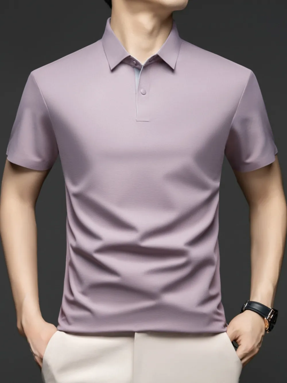 Men's Plus Size Button Detail Short Sleeve Polo, image 6
