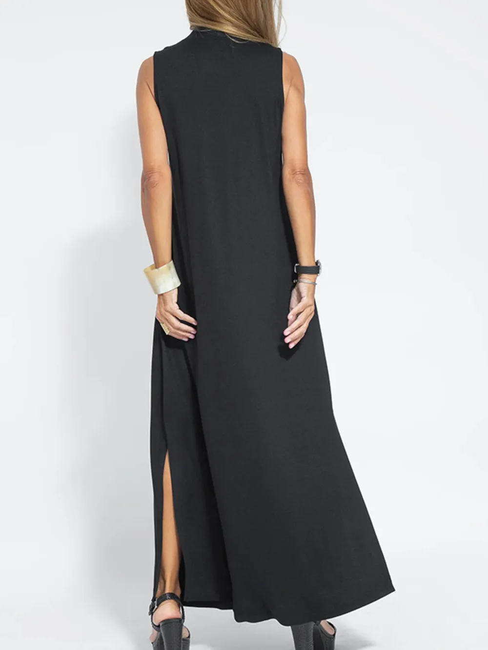 Full Size V-Neck Sleeveless Maxi Dress with Slit Plus Size, image 11