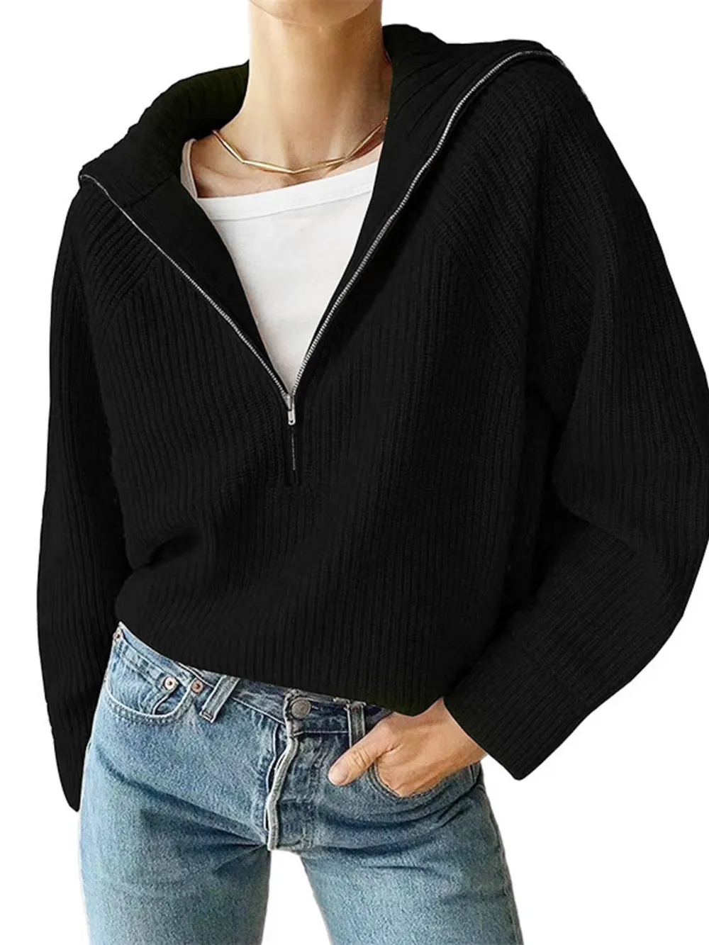 Half-Zip Long Sleeve Sweater, image 15
