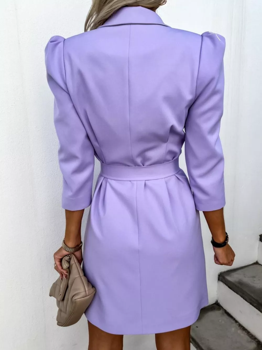 3/4 Sleeve Belted Blazer Dress, image 11