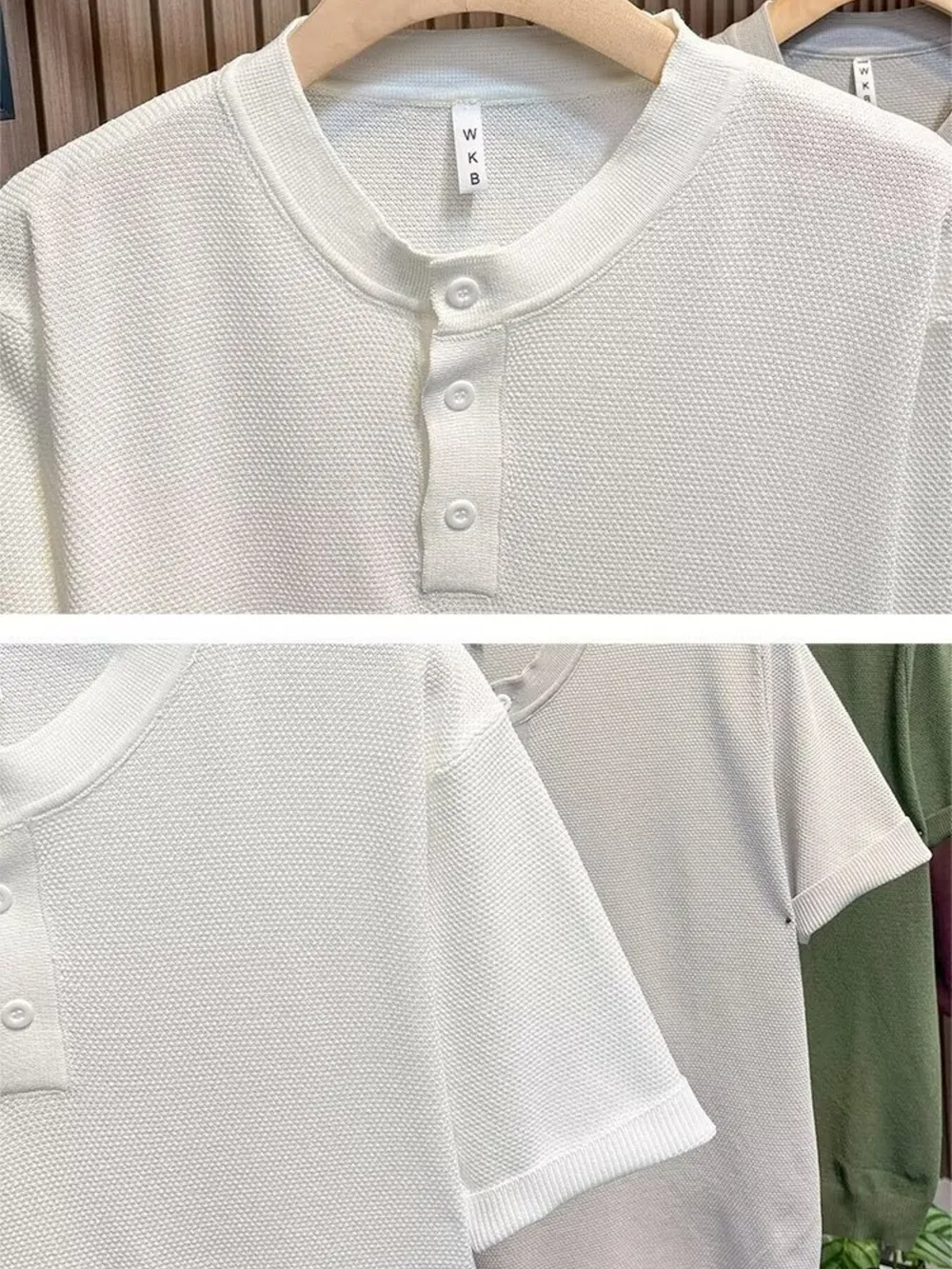Men's Full Size Classic Short Sleeve Knit T-Shirt with Button Detail Plus Size, image 9