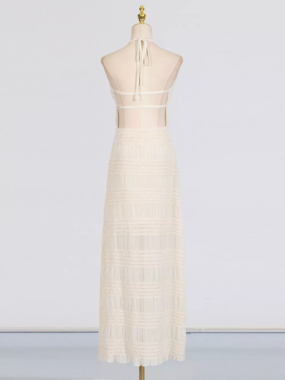 Ruched Halter Neck Maxi Dress, image 5