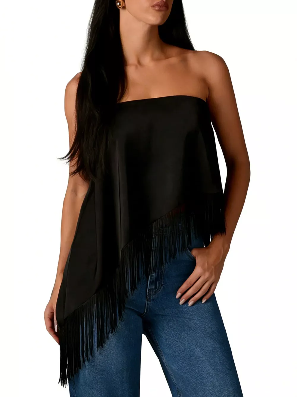 Asymmetric Fringe Tube Top, image 4