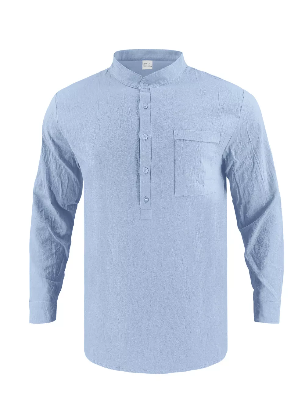 Men's Full Size Button Detail Long Sleeve Shirt Plus Size, image 3