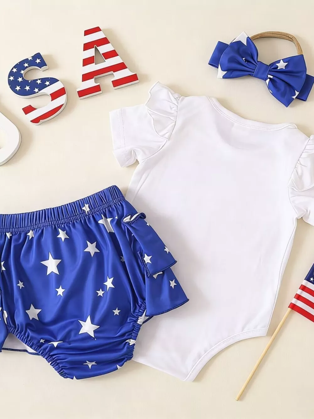Children's My First 4th of July Bodysuit & Skort & Headband Set, image 12