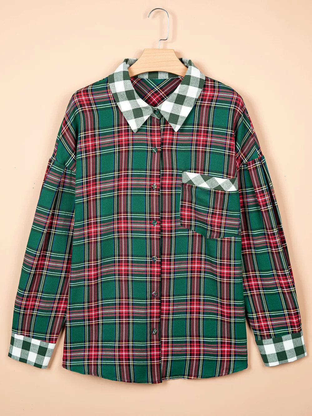 Plus Size Plaid Long Sleeve Shift Shirt, image 3