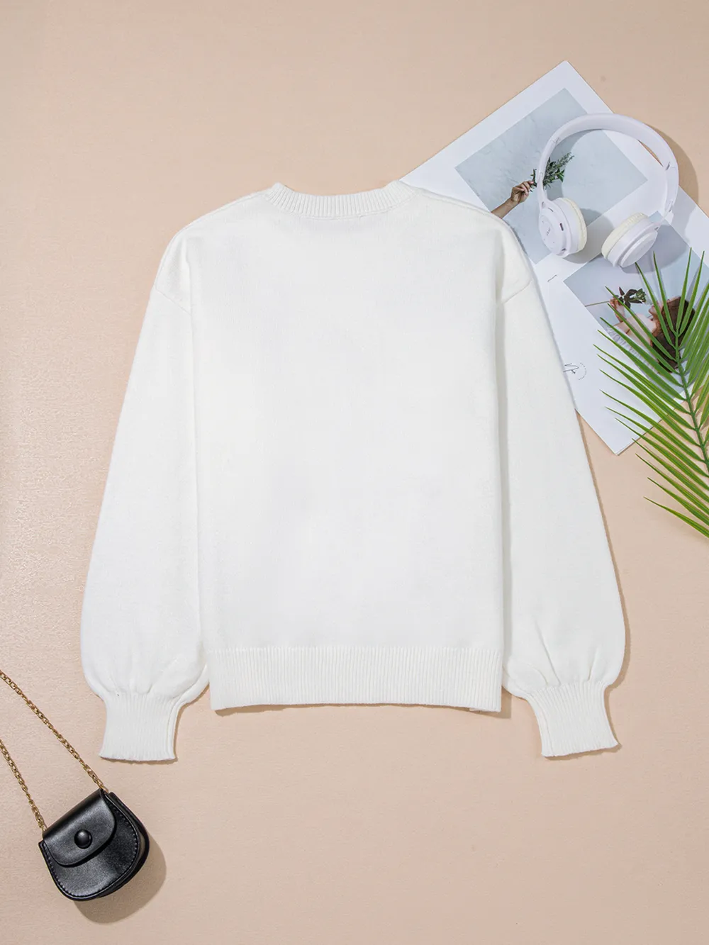 Western Boots Horseshoe Star Knit Crew Neck Sweater, image 5