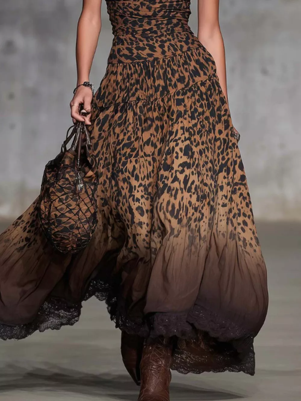 Strapless Leopard Print Maxi Dress, image 3