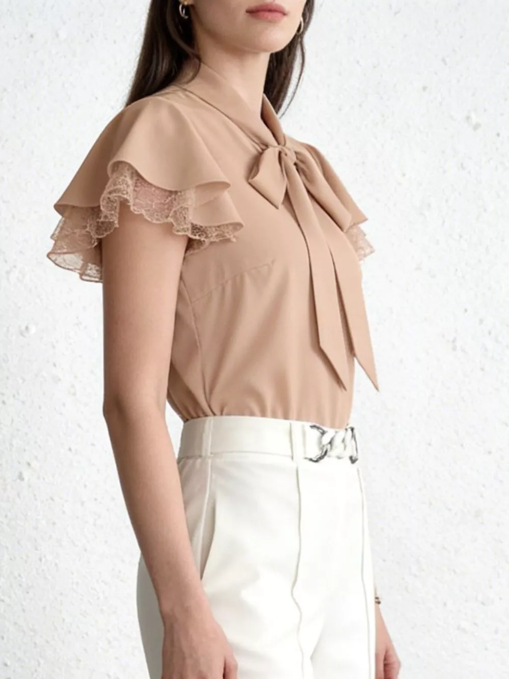Tie-Neck Ruffle Sleeve Blouse, image 5