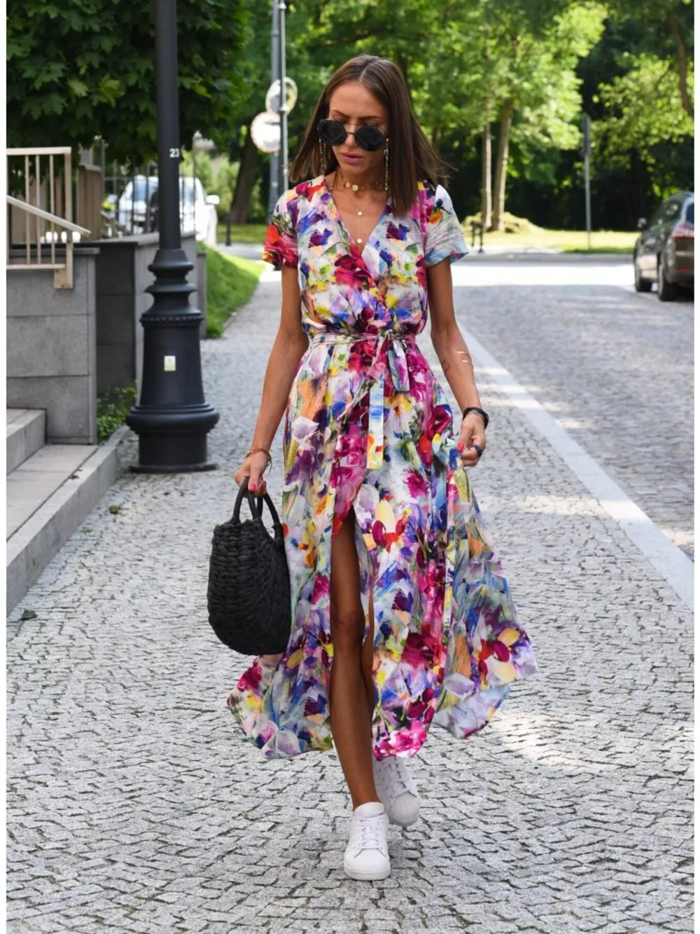 Surplice Short Sleeve Midi Dress, image 26
