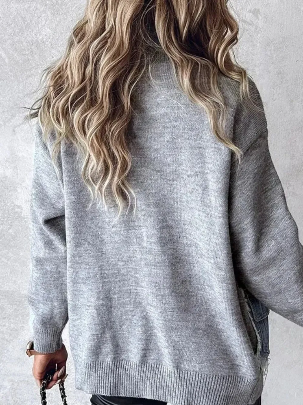 Raw Hem Denim Pocket Patchwork Cardigan, image 5