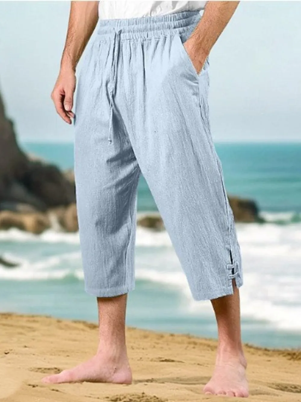 Men's Full Size Loose Fit Cropped Pants Plus Size, image 2