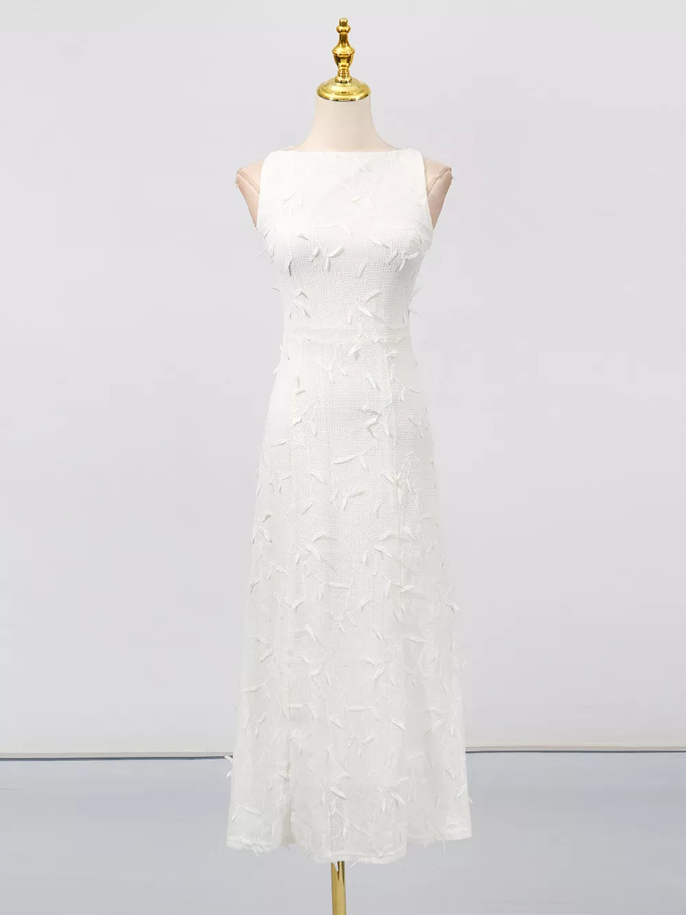Sleeveless Floral Applique Midi Dress, image 5