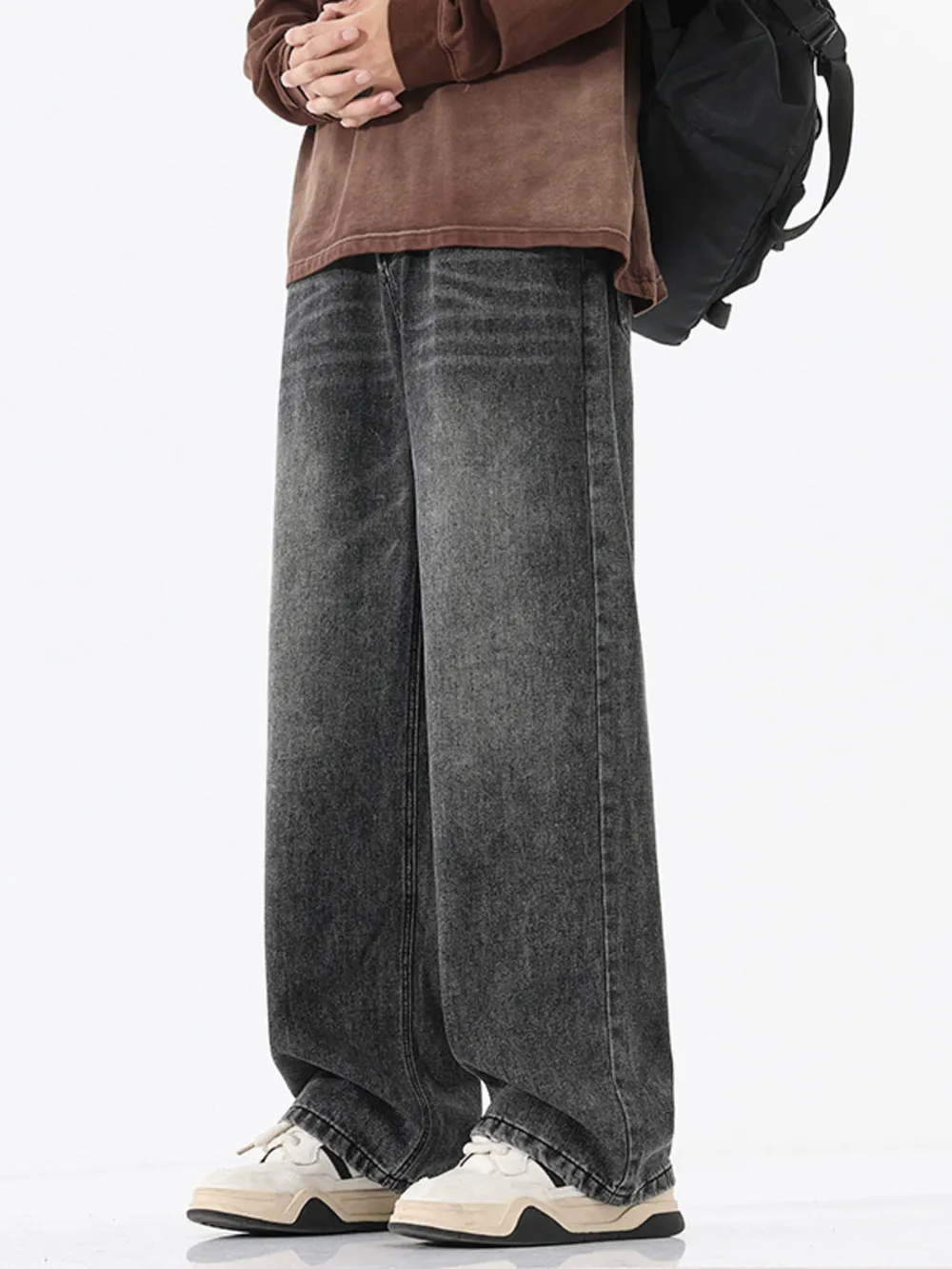 Men's Full Size Vintage Wash Wide Leg Jeans Plus Size
