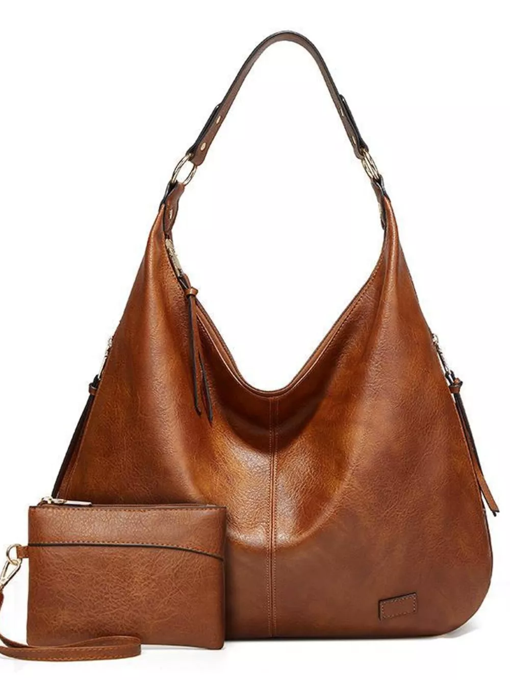 Leather Slouchy Shoulder Bag, image 7