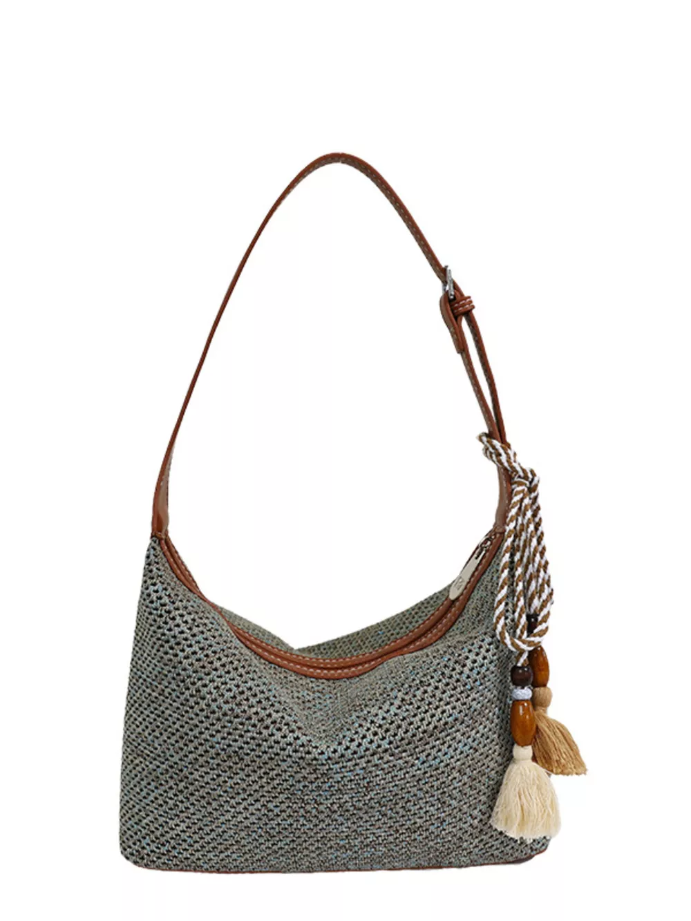 Woven Shoulder Bag with Tassel, image 20