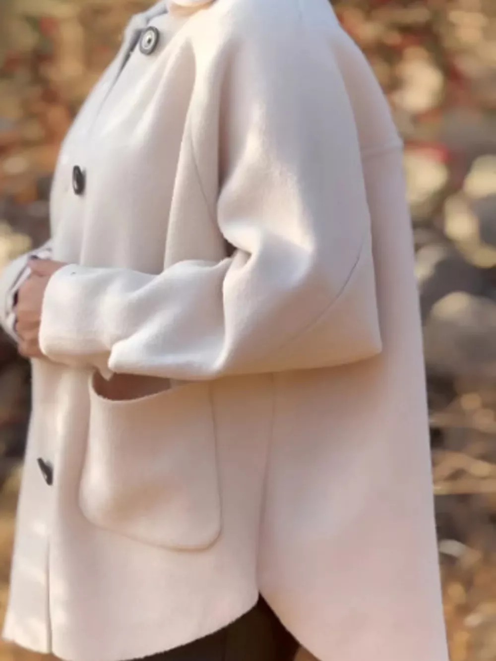 Full Size Button-Front Raglan Sleeve Coat Plus Size, image 3